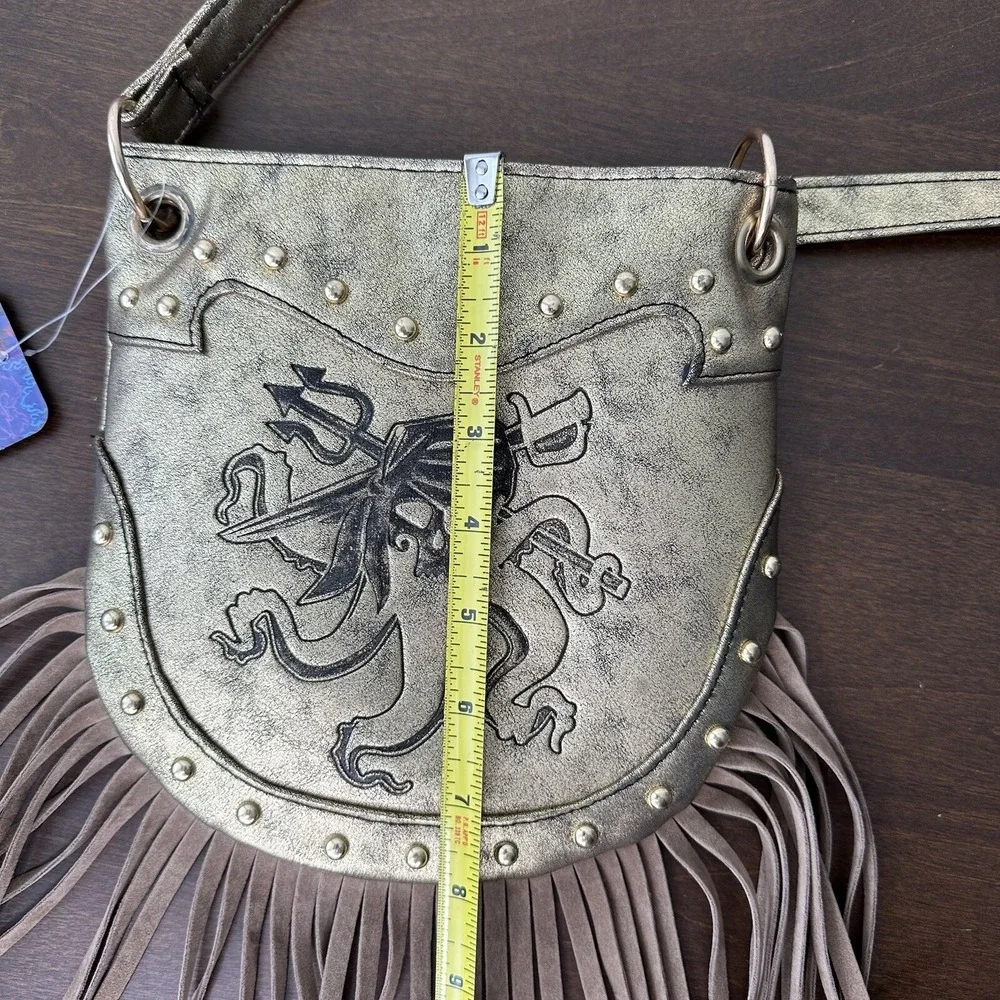 Disney Descendants 3 Uma Crossbody Purse Gold Fringe Pirate Skull Villain VK
